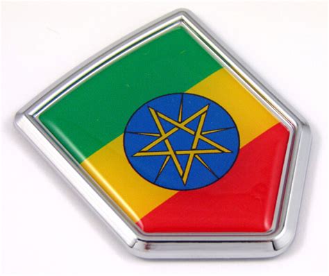 Ethiopia 3d Chrome Flag Crest Emblem Car Decal Pro Sport Stickers