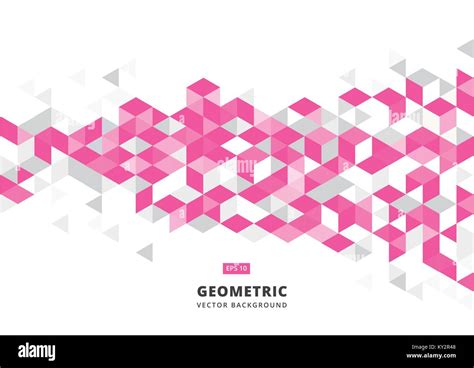 Abstract Pink Geometric Background With Polygonal Triangles Cube