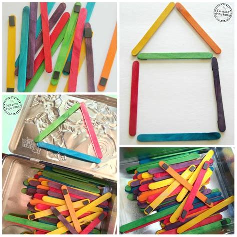 Popsicle Stick Shape Building Magnets Planning Playtime Fun