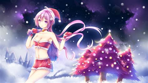 Wallpaper X Px Bell Breasts Choker Christmas Cleavage Costume Eyes Gloves