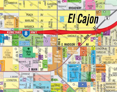 El Cajon East Map San Diego County Ca Otto Maps