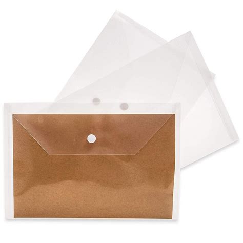 50 Pack Plastic Poly Document Envelopes With Snap Closure 10 X 65