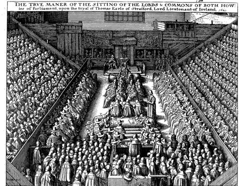 The Stuarts Woodcut Depicting The Interior Of Parliament In
