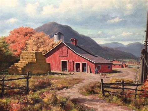 Oil Painting California Landscape Farm Barn 1964 Listed Artist