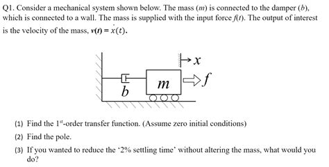 Solved Q1 Consider A Mechanical System Shown Below The
