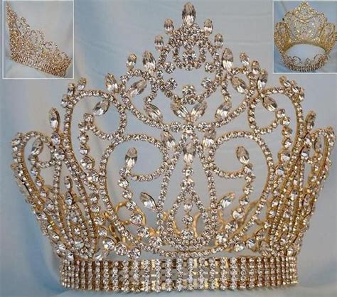 Miss American Beauty Full Gold Rhinestone Pageant Crown