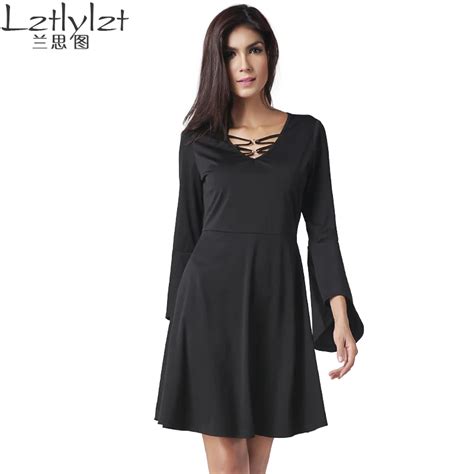 2017 New Women Long Sleeve Solid Full Brief Sexy Drees Black Evening