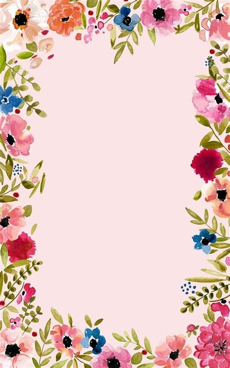 Free Download Colorful Floral Border On A Light Pink Background