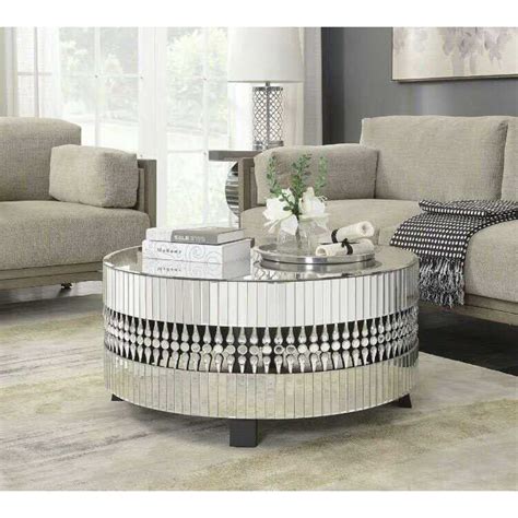 $40 off your qualifying first order of $250+1 with a wayfair credit card. Mirrored Glass Circular Crystal Coffee Table With Black Legs