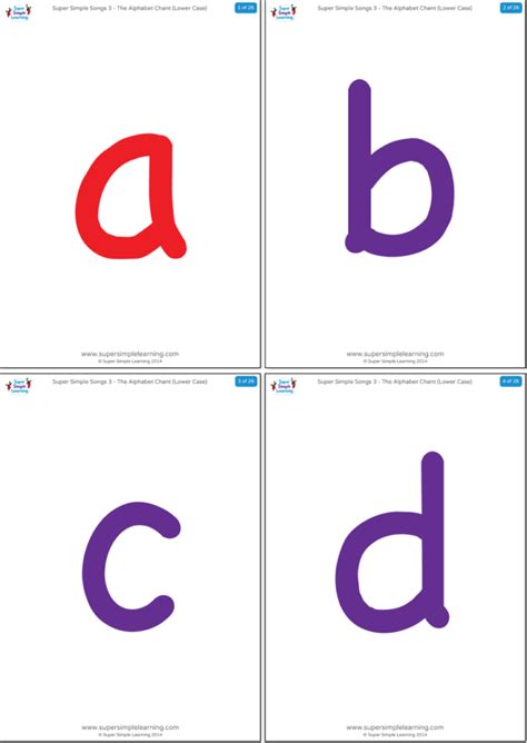 This lesson teaches a to z in small (lower case) letters. Lowercase Alphabet Flashcards - Super Simple