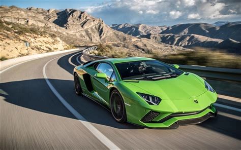 Download Wallpapers Lamborghini Aventador S 2017 Light Green