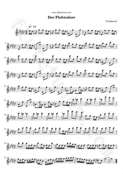 Der Flohwalzer Traditional Free Flute Sheet Music