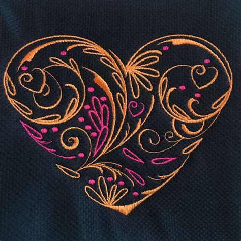 Machine Embroidery Design Abstract Heart Swirls 04