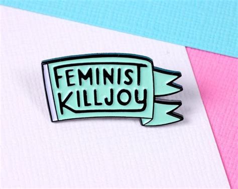 feminist killjoy enamel pin with clutch back lapel pins feminism ep059 feminist enamel