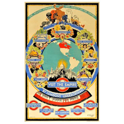 Original Vintage London Underground Poster Visit The Empire Map Tube