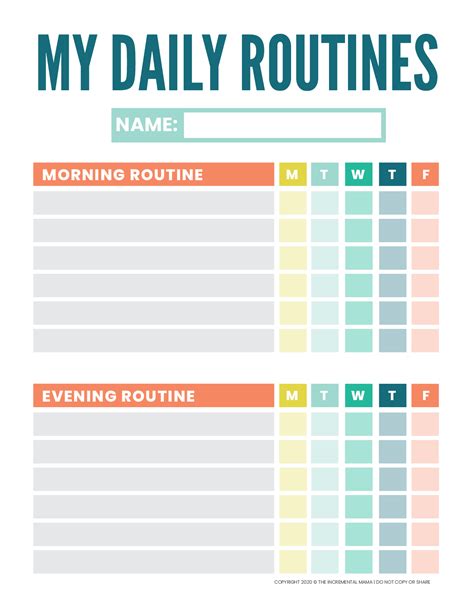 Free Printable Kids Daily Routine Chart Template Daily Routine Chart