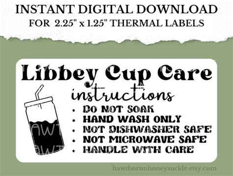 Libbey Cup Care Instructions Glass Can Care Card Libbey Care Sticker
