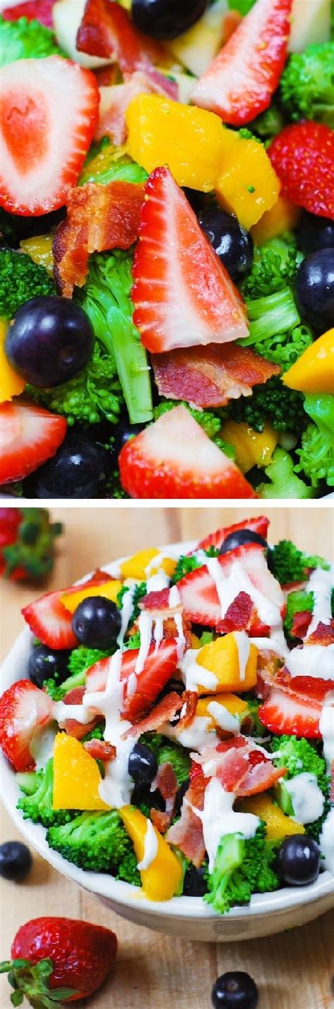 Broccoli Salad With Strawberries Blueberries Mango Apples And Bacon