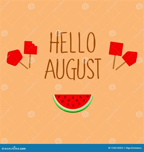 Hello August Background With Slices Of Watermelon Pink Summer Month