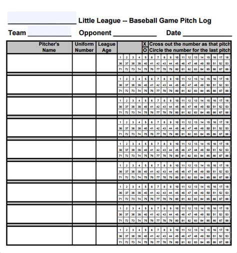 Baseball Score Sheet With Pitch Count ~ Excel Templates