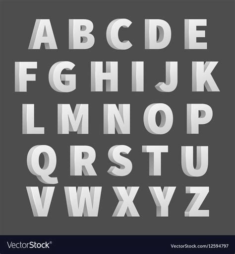 Volume 3d Alphabet Letters Royalty Free Vector Image