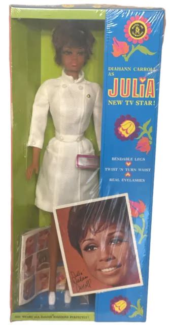 Vintage 1968 Mattel Julia Tv Star Diahann Carroll Doll Original Box