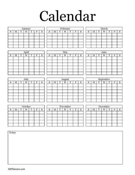 Blank Yearly Calendar Customize And Print