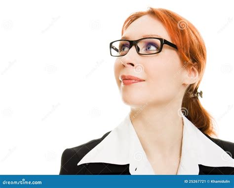 Attractive Red Haired Business Woman In Glasses Stock Image Image Of Confident Fashion 25267721