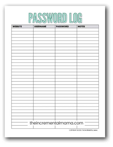 Free Printable Password Keeper Printables To Download Instantly