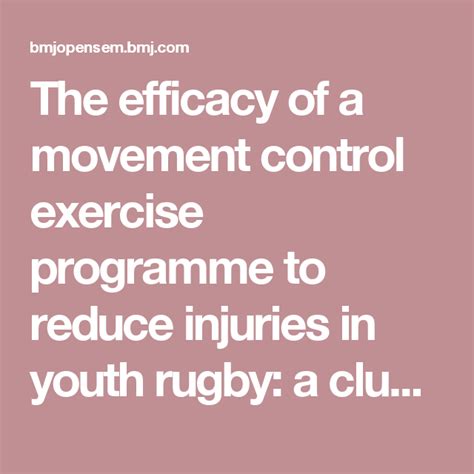 The Efficacy Of A Movement Control Exercise Programme To Reduce