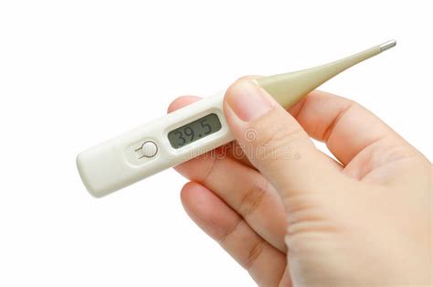 Hand Holding Electronic Thermometer Stock Image Image Of Healthy