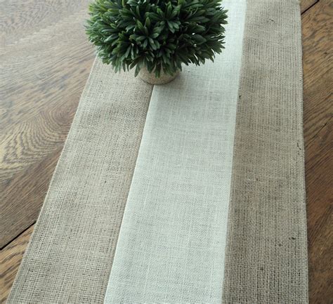Natural And Ivory Burlap Table Runner Holiday Table Runner