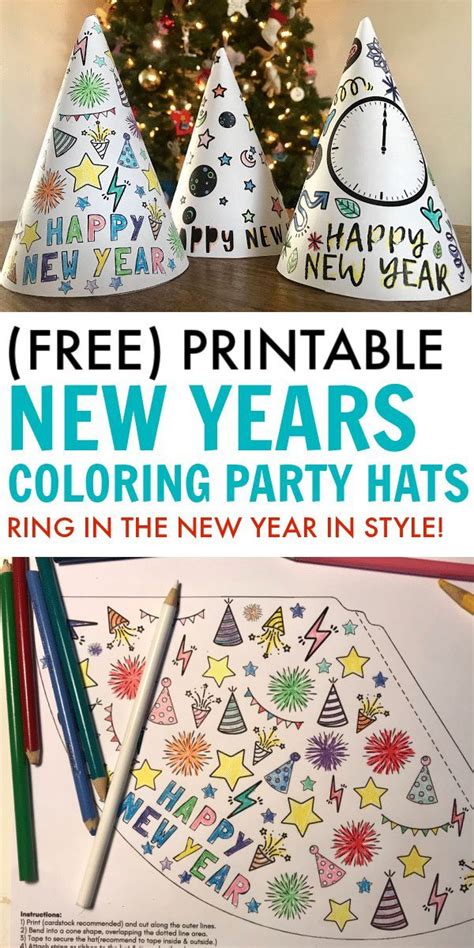 New Years Activity Kids Coloring Party Hats Kids New Years Eve New