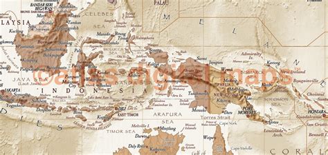 Antique Style Map Of Indonesia And Malaysia In Sand And Neutral Shades