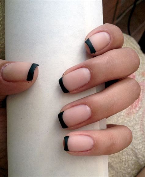 Matte Black French French Nails Black French Nails Nail Jewelry