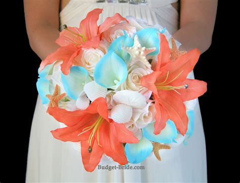 *all of our wedding packages include the officiate, setup/takedown, pa system with music, filing of the license after the ceremony, unlimited email/phone call consultation. Beach Theme silk wedding flower bouquet accented with ...