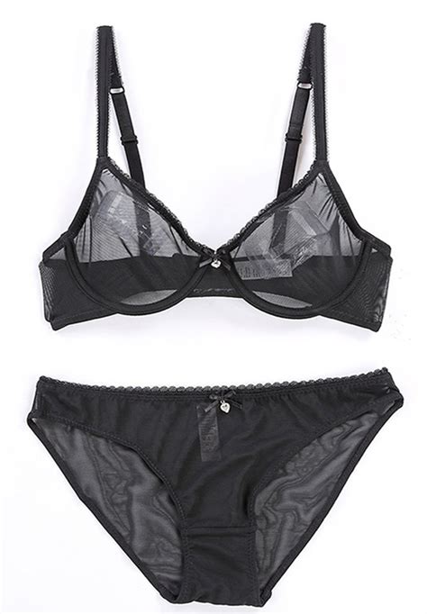 Buy Women See Through Mesh Bra And Panty Set Unlined Sexy Soft Everyday Bra Online At