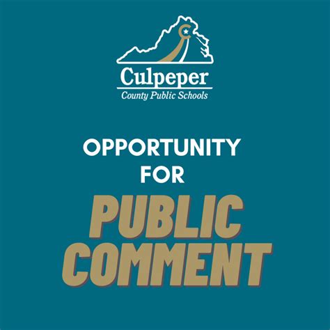 Opportunity For Public Comment Culpeper County Public Schools