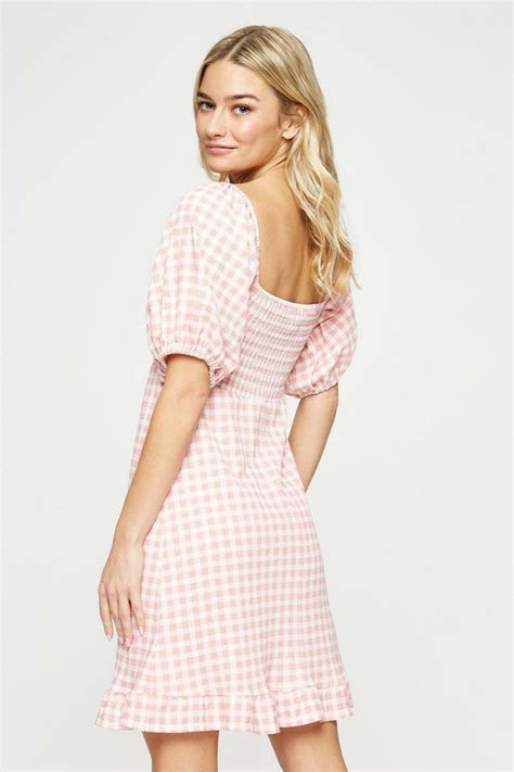 Dresses Dorothy Perkins Womens Pink Gingham Textured Shirred Mini