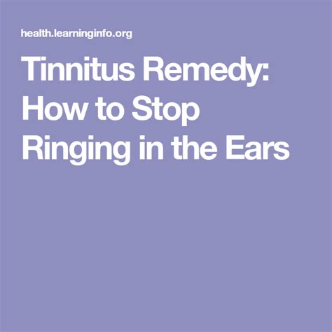 Tinnitus Remedy How To Stop Ringing In The Ears Tinnitus Remedies