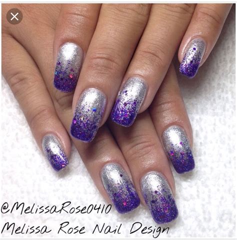 Purple Wedding Nails Purple And Silver Nails Purple Glitter Nails