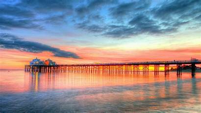 California Beach Malibu Sunset Wallpapers Pier Usa