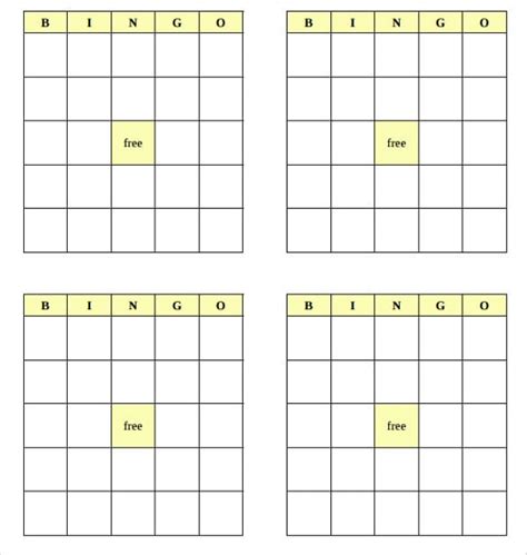 Blank Bingo Card Template Printable Printable Templates