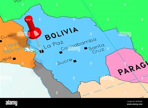 Bolivia La Paz Capital Anclado En El Mapa Político Fotografía De