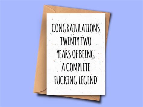 Funny 22nd Birthday Card Congratulations On 22 Years Of Being Etsy