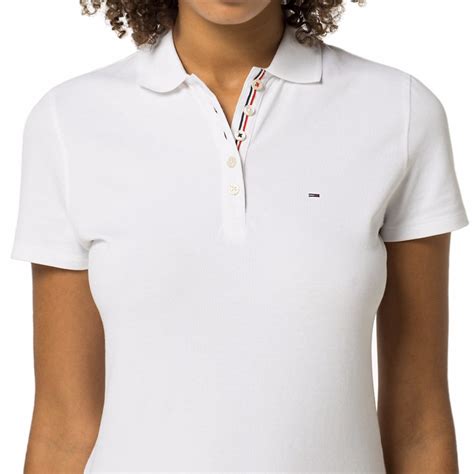 Tommy hilfiger męska koszulka polo. Polo en coton stretch blanc pour femme Tommy Hilfiger