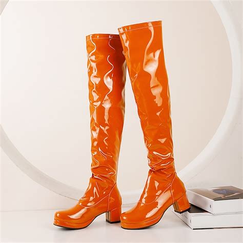 Womens Boots Plus Size Costume Shoes Go Go Boots Party Outdoor Daily Solid Colored Over The