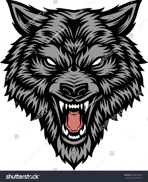 Angry Wolf Head Illustration Design Stock Vector Royalty Free 1980937652