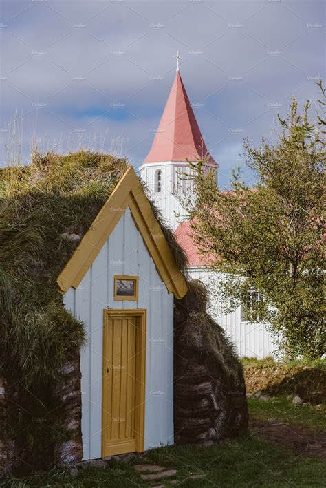 Traditional Icelandic Turf Houses Stock Photo Containing Iceland And