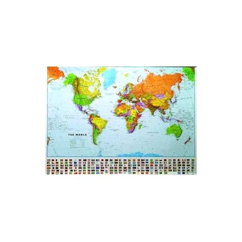 World Wall Map 130 Million Laminated With Flags Large World From